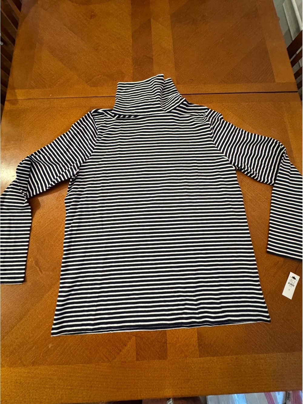 Talbots Plus Size XL Black and White Striped Turtleneck Top 1651